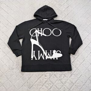 Jimmy Choo Hoodie Women's S Black High Heel Graphic Cotton French Terry